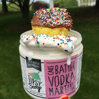 Gluten-free cake batter vodka martini ice cream from Tipsy Scoop